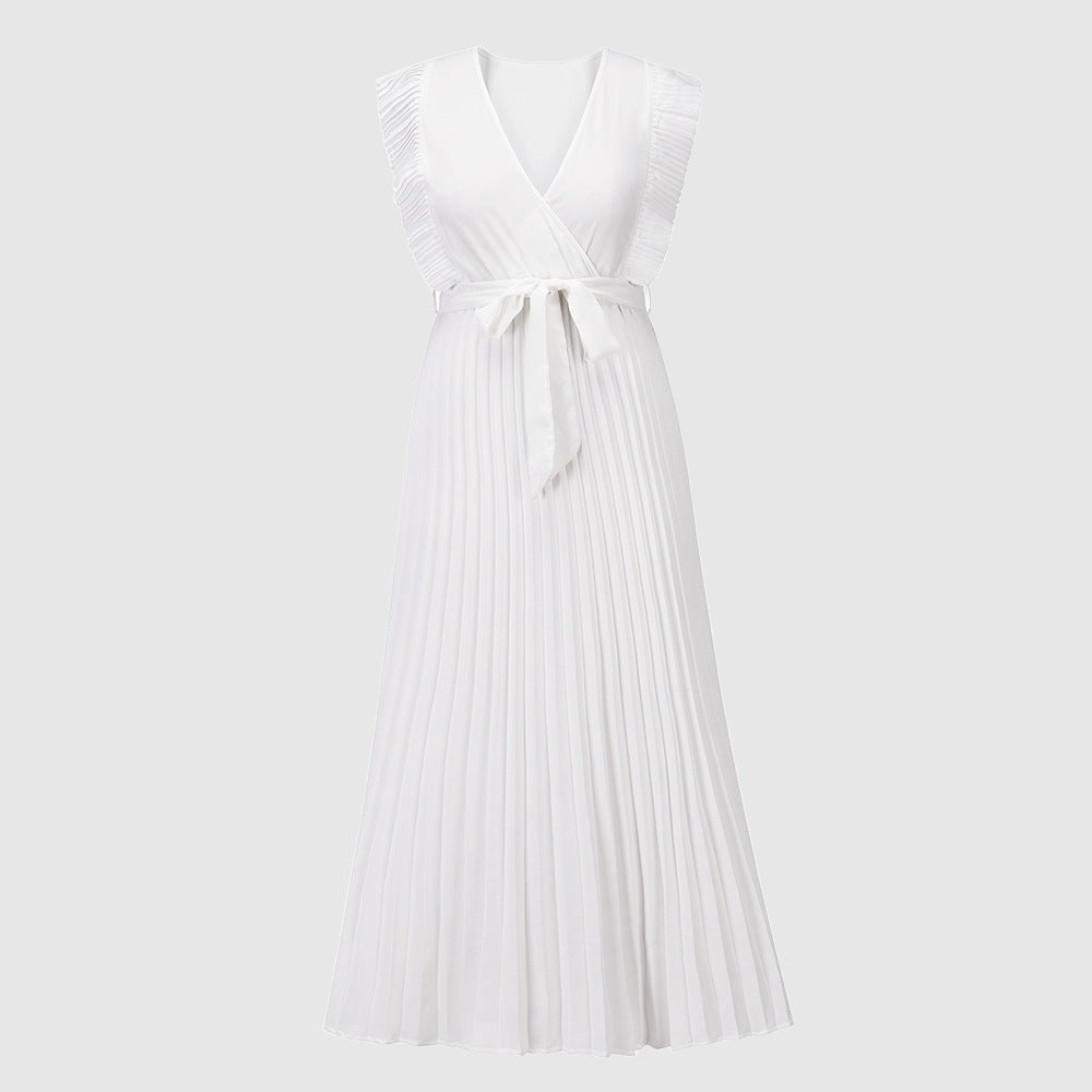 Women's Elegant Ruffle Sleeve Slim Fit Chiffon Dress - ChoreGirl