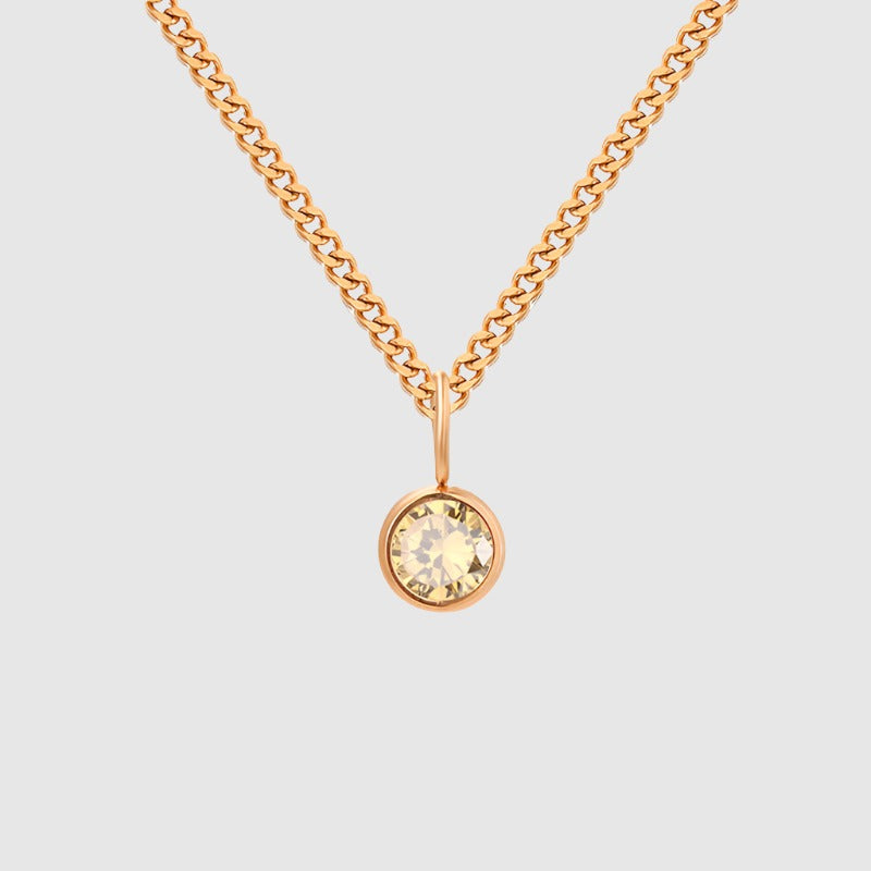 Unisex Stainless Steel Necklace With Diamond Birthstone Pendant - ChoreGirl