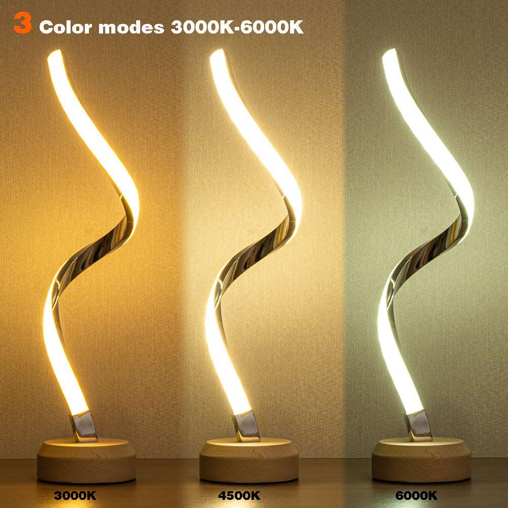 Modern Curved LED Spiral Table Lamp - ChoreGirl