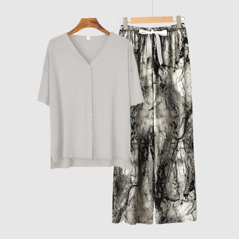 Women's Modal Thin Cotton Silk Pajamas, Loungewear Set - ChoreGirl