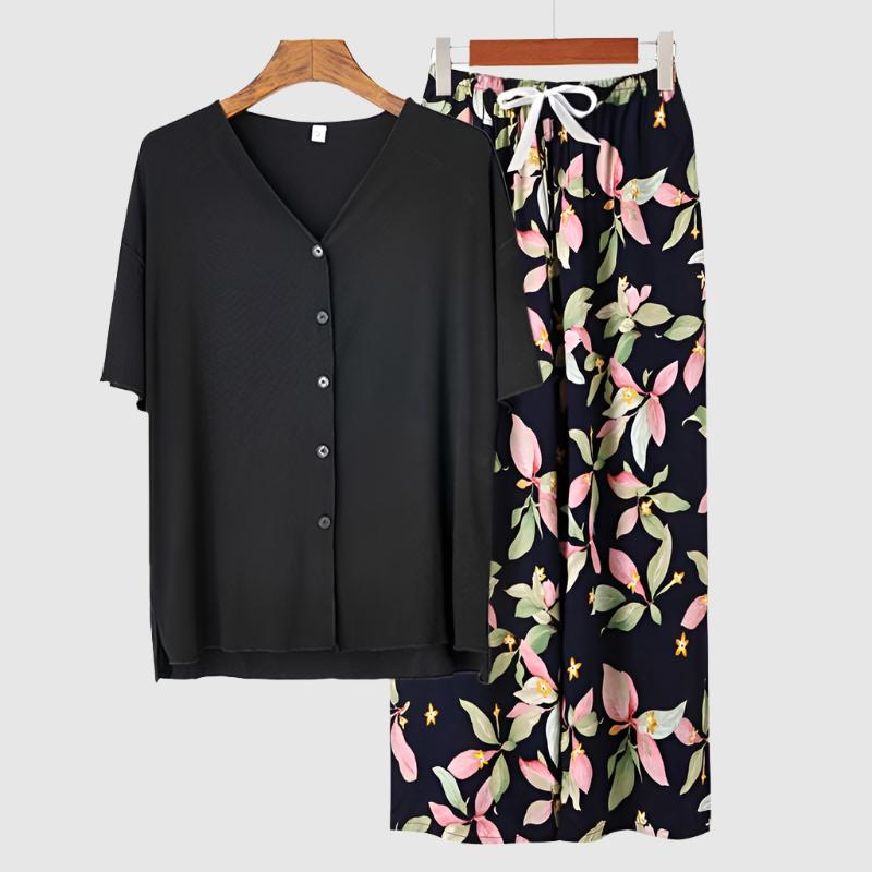Women's Modal Thin Cotton Silk Pajamas, Loungewear Set - ChoreGirl