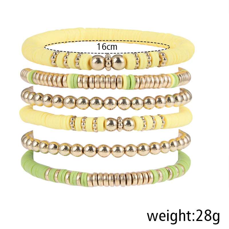 Retro Bohemian Polymer Clay Ball Bracelet Set - ChoreGirl