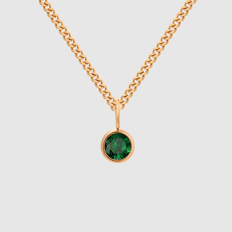 Unisex Stainless Steel Necklace With Diamond Birthstone Pendant - ChoreGirl