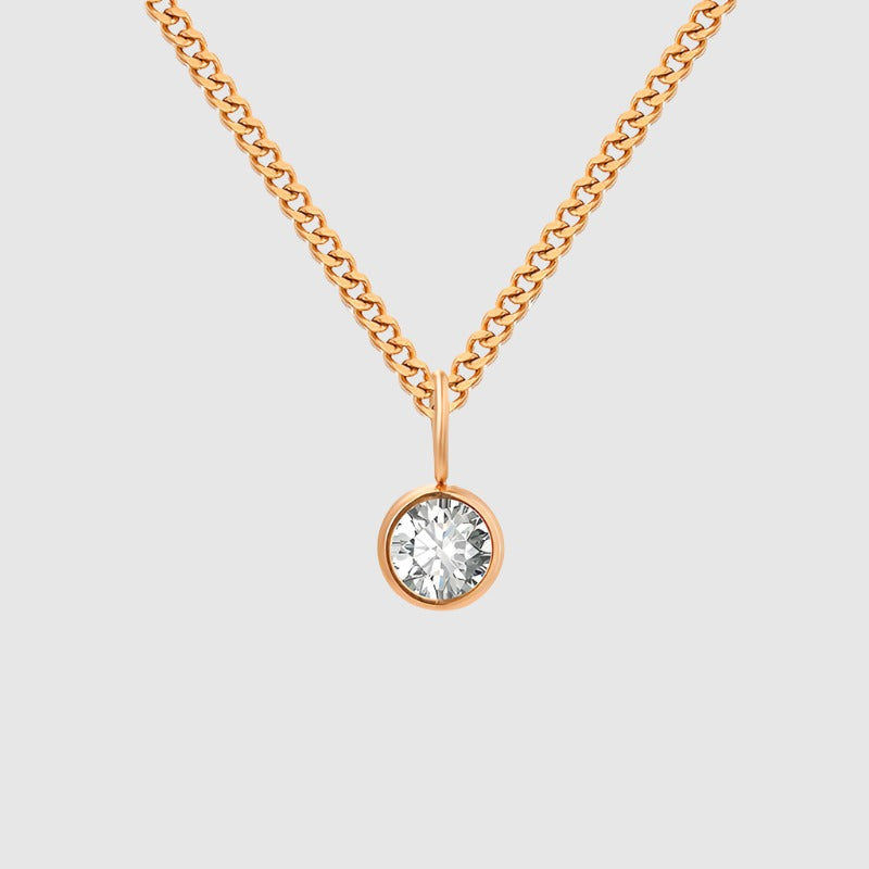 Unisex Stainless Steel Necklace With Diamond Birthstone Pendant - ChoreGirl