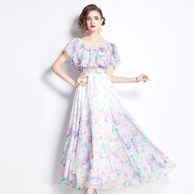Women's Fairy Style Off-Shoulder Floral Dress - ChoreGirl