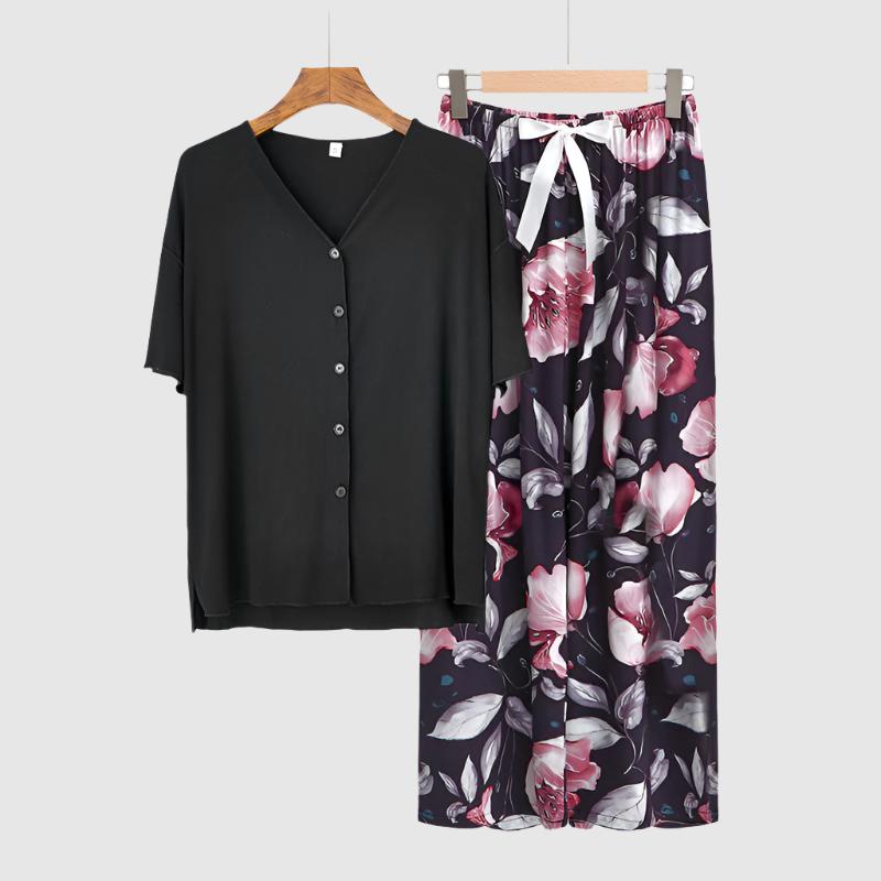 Women's Modal Thin Cotton Silk Pajamas, Loungewear Set - ChoreGirl
