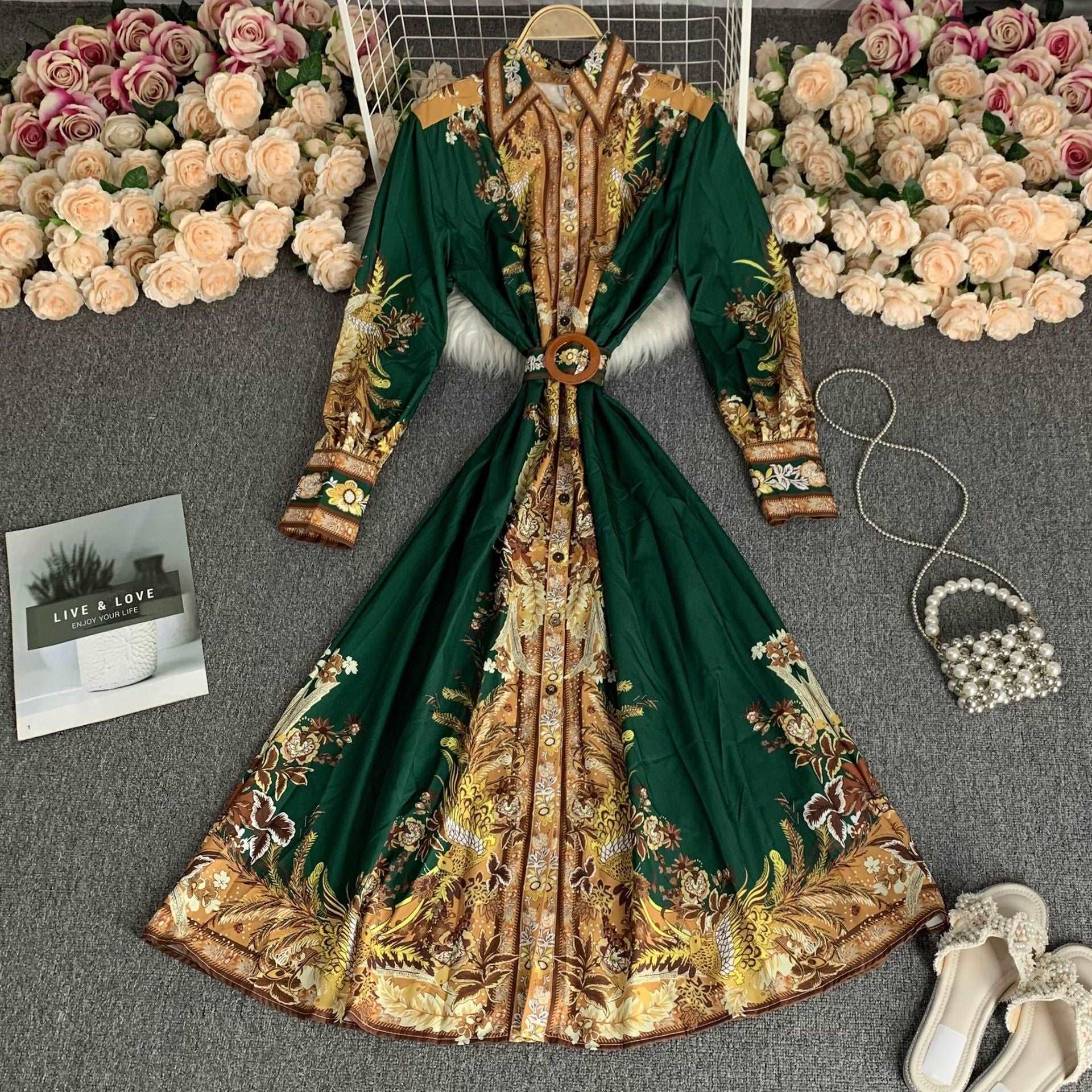 Women's High Waist Round Neck Shirt Dress - ChoreGirl