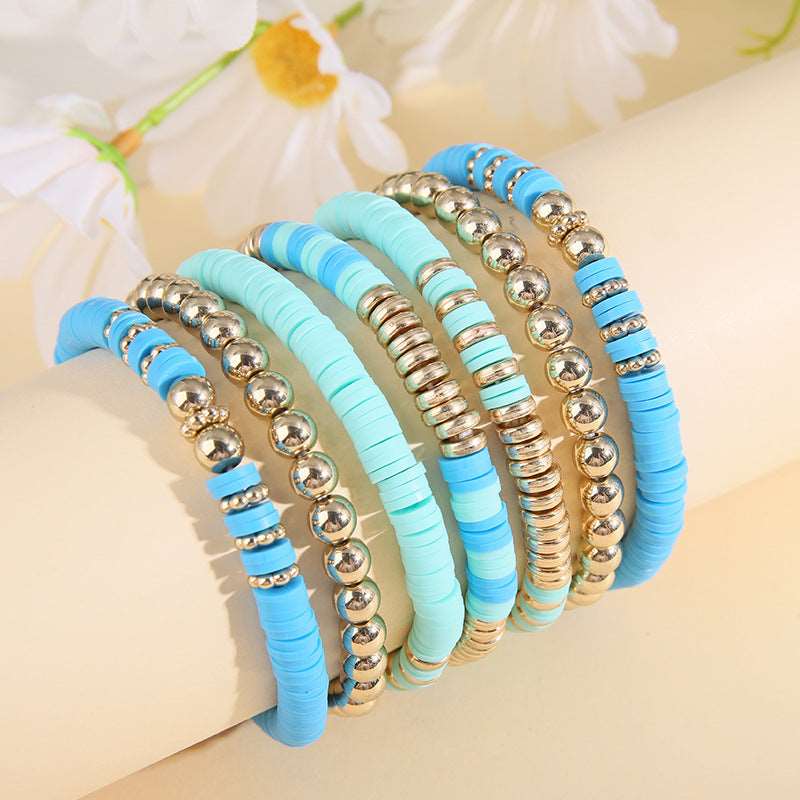 Retro Bohemian Polymer Clay Ball Bracelet Set - ChoreGirl