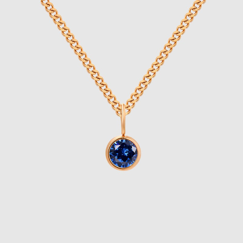 Unisex Stainless Steel Necklace With Diamond Birthstone Pendant - ChoreGirl