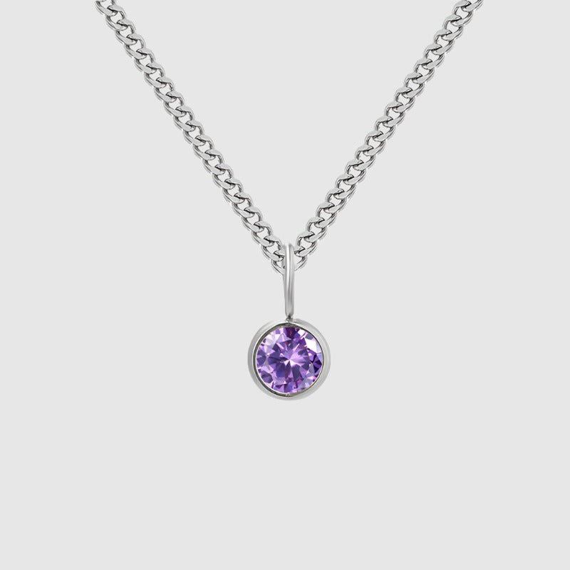 Unisex Stainless Steel Necklace With Diamond Birthstone Pendant - ChoreGirl