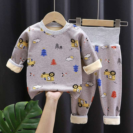 Baby Fleece-lined Thick High Waist Thermal Underwear Set - ChoreGirl