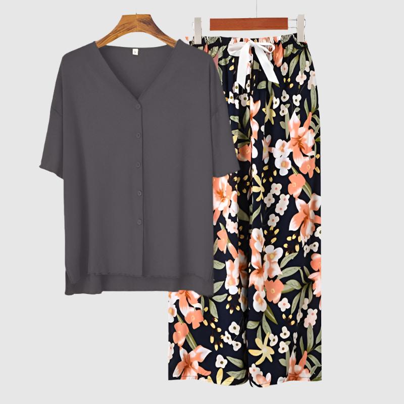 Women's Modal Thin Cotton Silk Pajamas, Loungewear Set - ChoreGirl