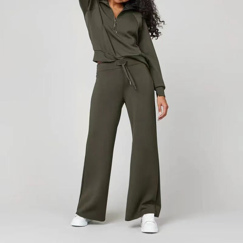 Women's Loose-fit Long Sleeved Sweater and Trousers Outfit Set - ChoreGirl