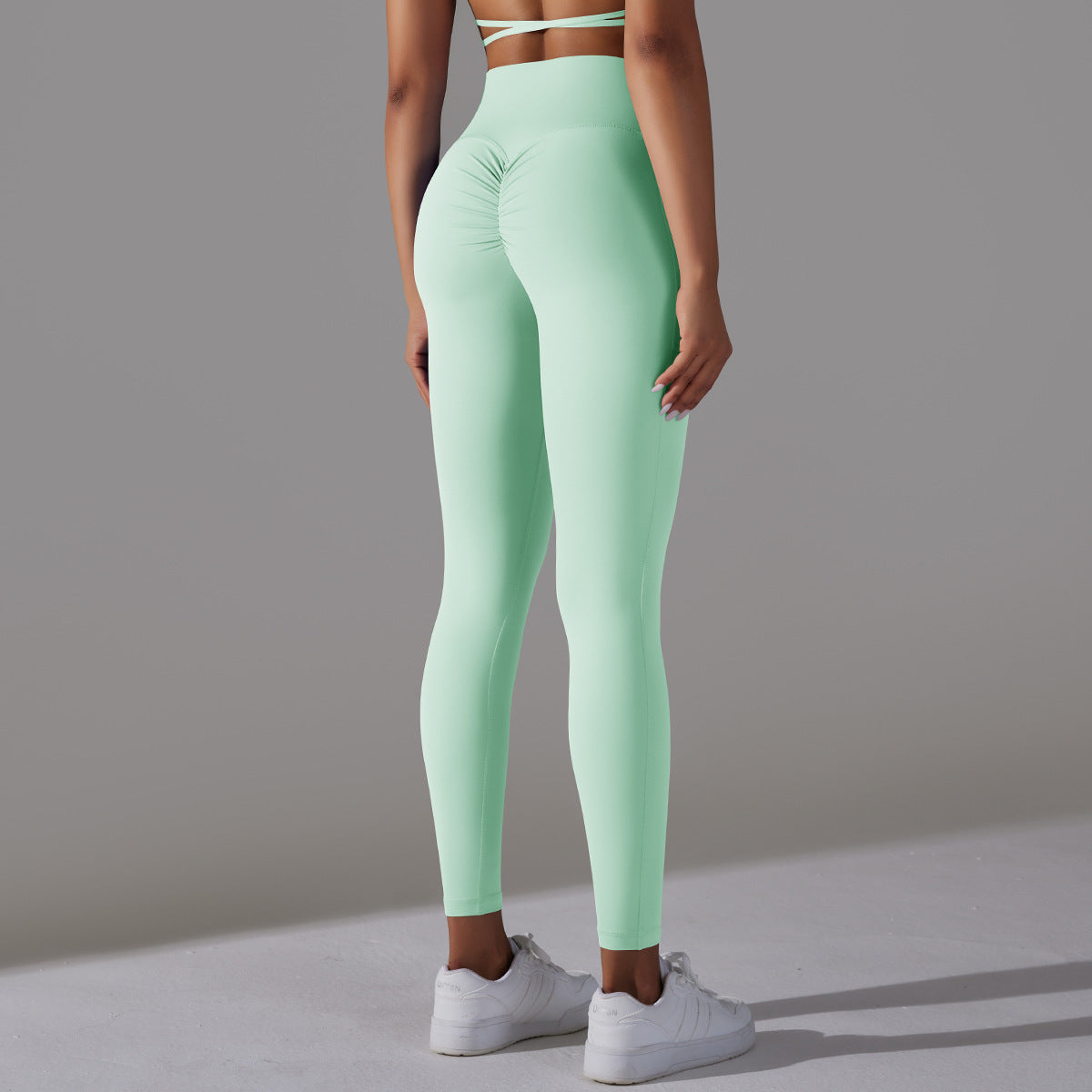 Women's Nude Feel Skin-friendly Cross Waist Stretch Fitness Pants With Pocket - ChoreGirl