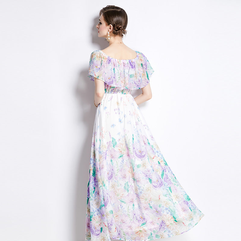 Women's Fairy Style Off-Shoulder Floral Dress - ChoreGirl