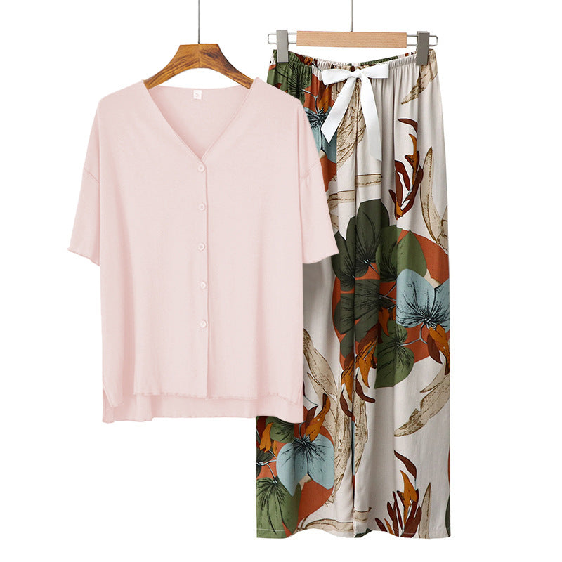 Women's Modal Thin Cotton Silk Pajamas, Loungewear Set - ChoreGirl