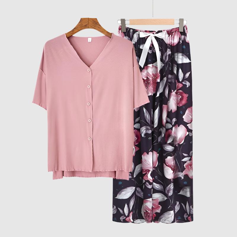Women's Modal Thin Cotton Silk Pajamas, Loungewear Set - ChoreGirl