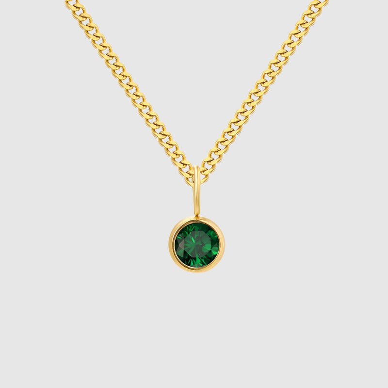 Unisex Stainless Steel Necklace With Diamond Birthstone Pendant - ChoreGirl