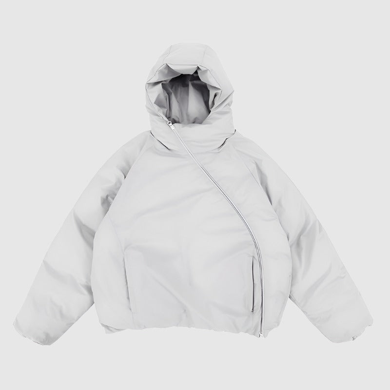 Men's Functional Oblique Zipper Hooded Loose Fit Coat - ChoreGirl