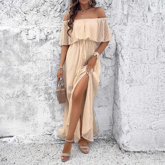 Women's Elegant Off-shoulder Maxi Dress - ChoreGirl