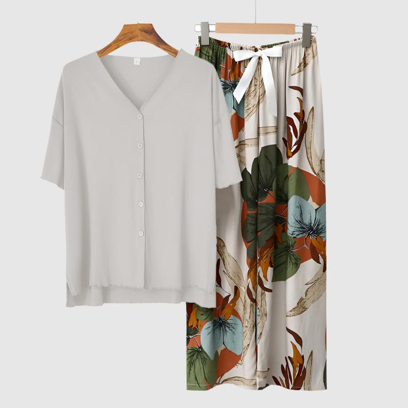 Women's Modal Thin Cotton Silk Pajamas, Loungewear Set - ChoreGirl