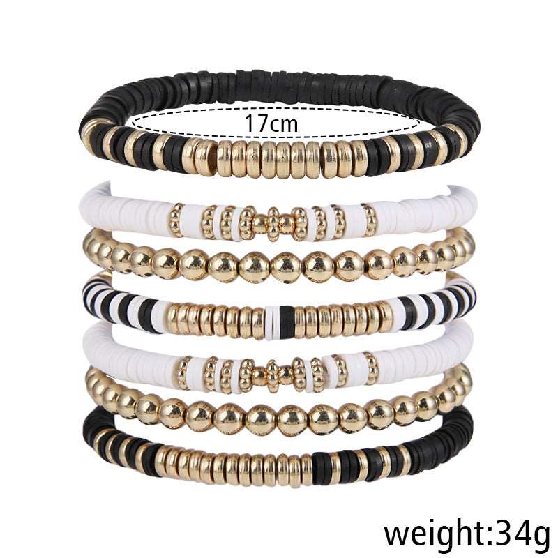 Retro Bohemian Polymer Clay Ball Bracelet Set - ChoreGirl