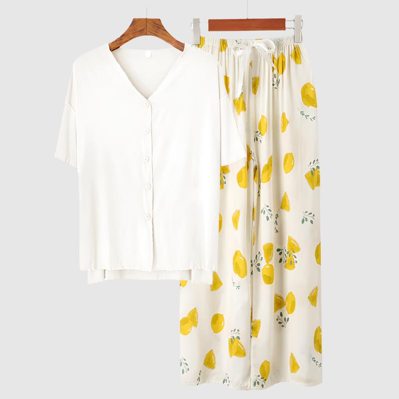 Women's Modal Thin Cotton Silk Pajamas, Loungewear Set - ChoreGirl