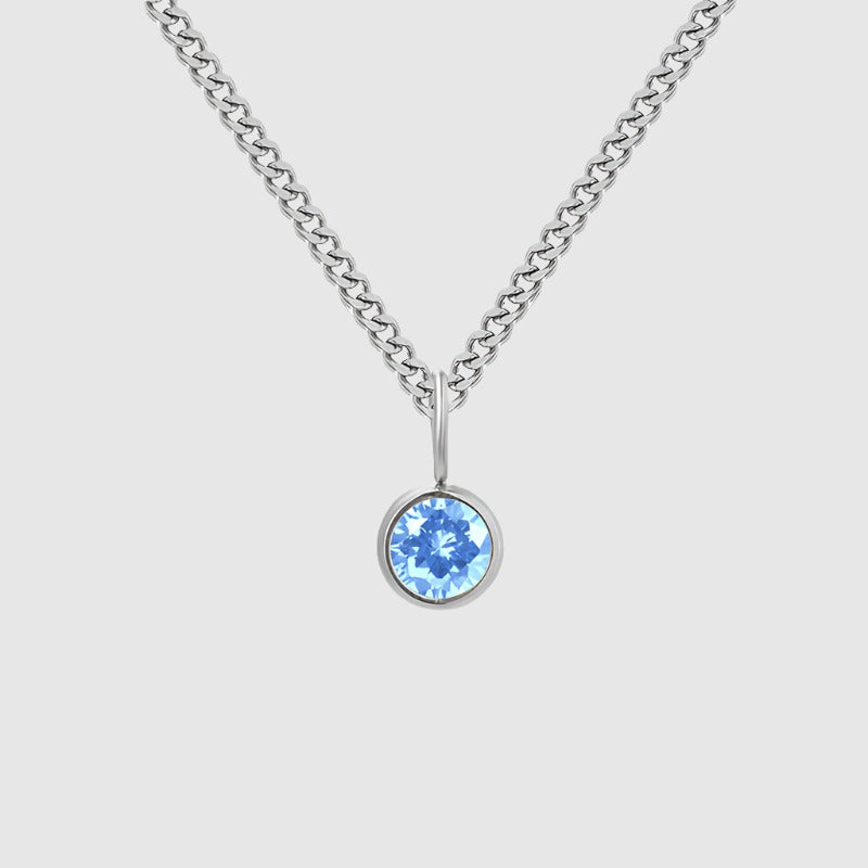 Unisex Stainless Steel Necklace With Diamond Birthstone Pendant - ChoreGirl