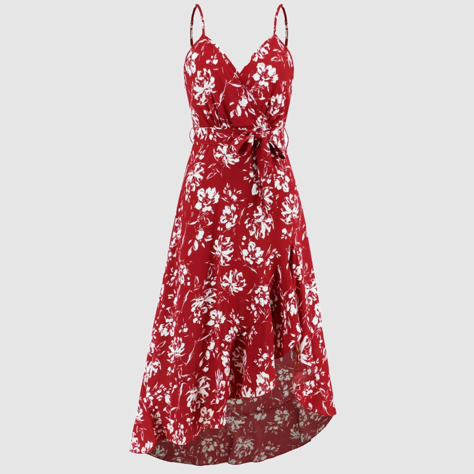 Women's Irregular Cut Floral Strap Dress - ChoreGirl