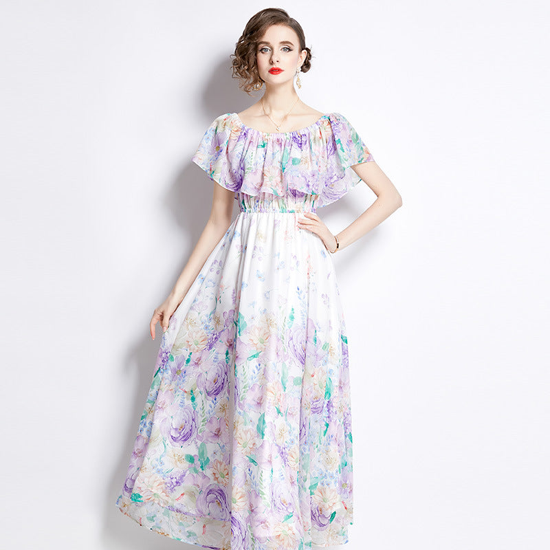 Women's Fairy Style Off-Shoulder Floral Dress - ChoreGirl