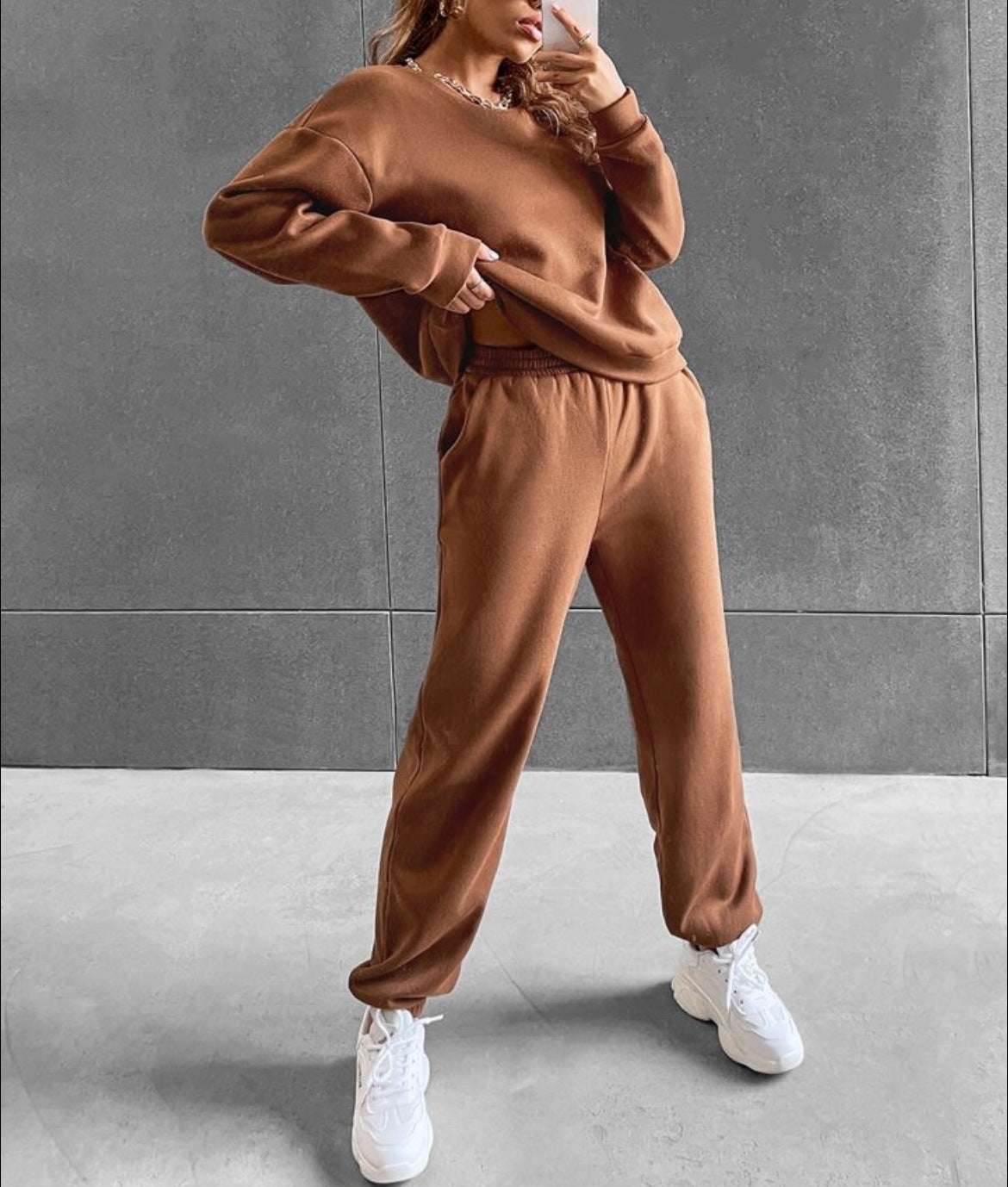 Women's Casual Leisure Long Sleeved Sweatshirt and Pants Outfit Set - ChoreGirl