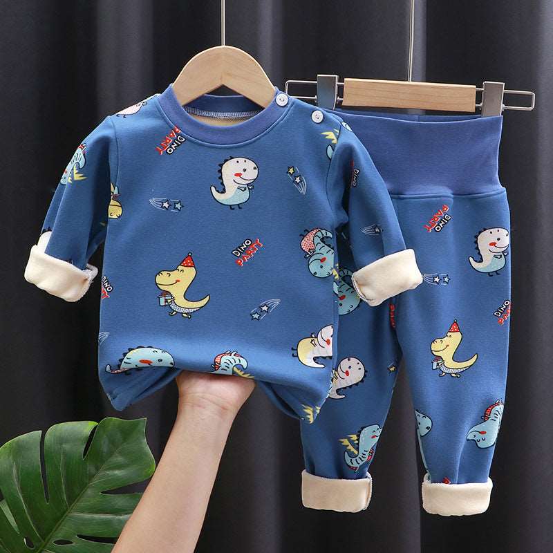 Baby Fleece-lined Thick High Waist Thermal Underwear Set - ChoreGirl