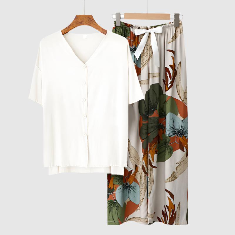 Women's Modal Thin Cotton Silk Pajamas, Loungewear Set - ChoreGirl