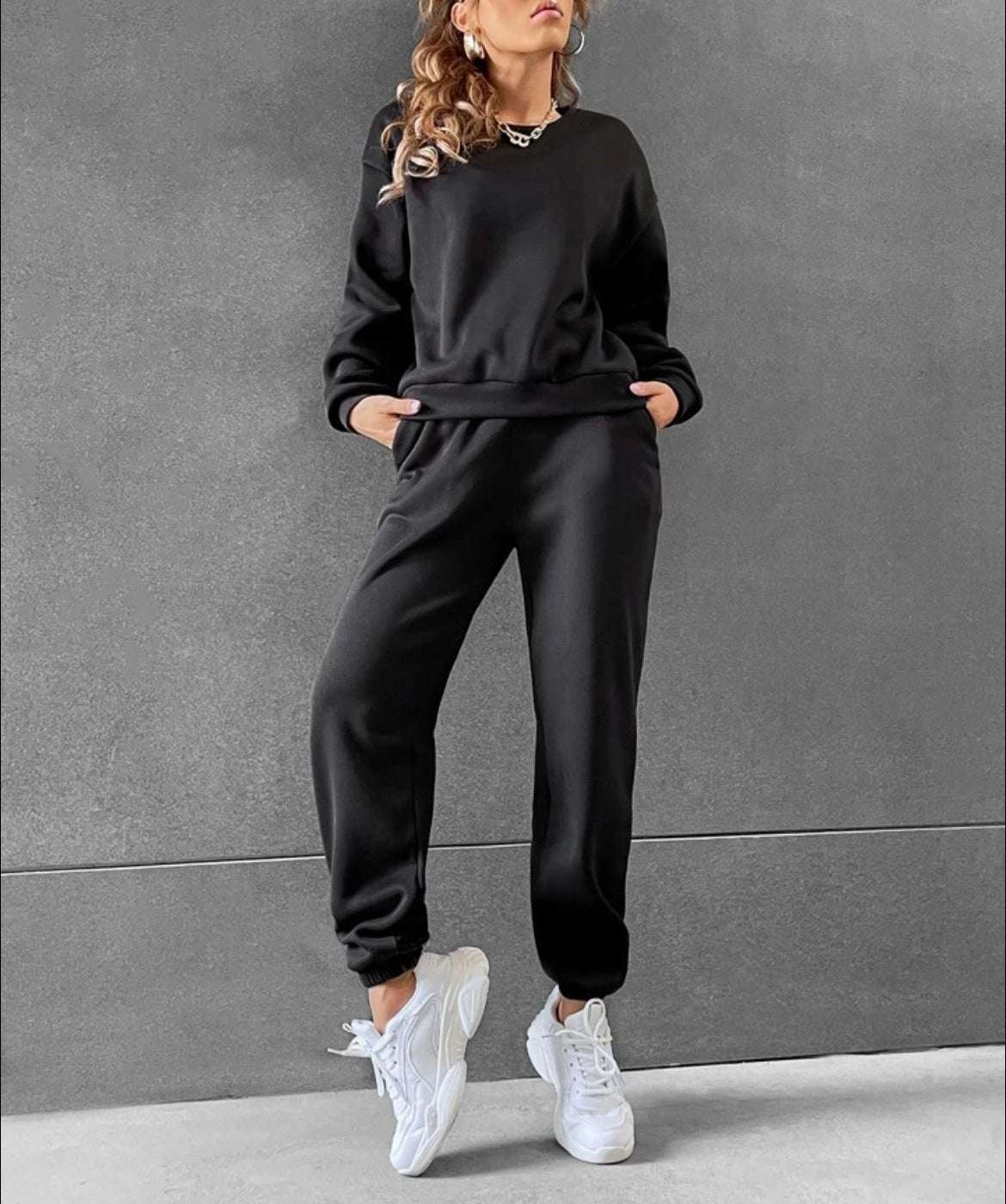 Women's Casual Leisure Long Sleeved Sweatshirt and Pants Outfit Set - ChoreGirl