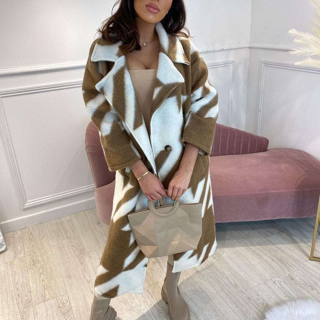 Women's Long Sleeved Turn-down Collar Coat - ChoreGirl