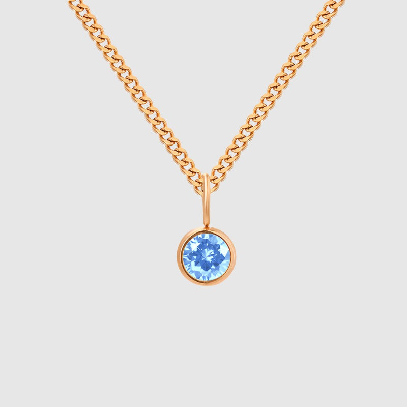 Unisex Stainless Steel Necklace With Diamond Birthstone Pendant - ChoreGirl