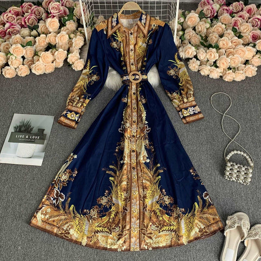 Women's High Waist Round Neck Shirt Dress - ChoreGirl