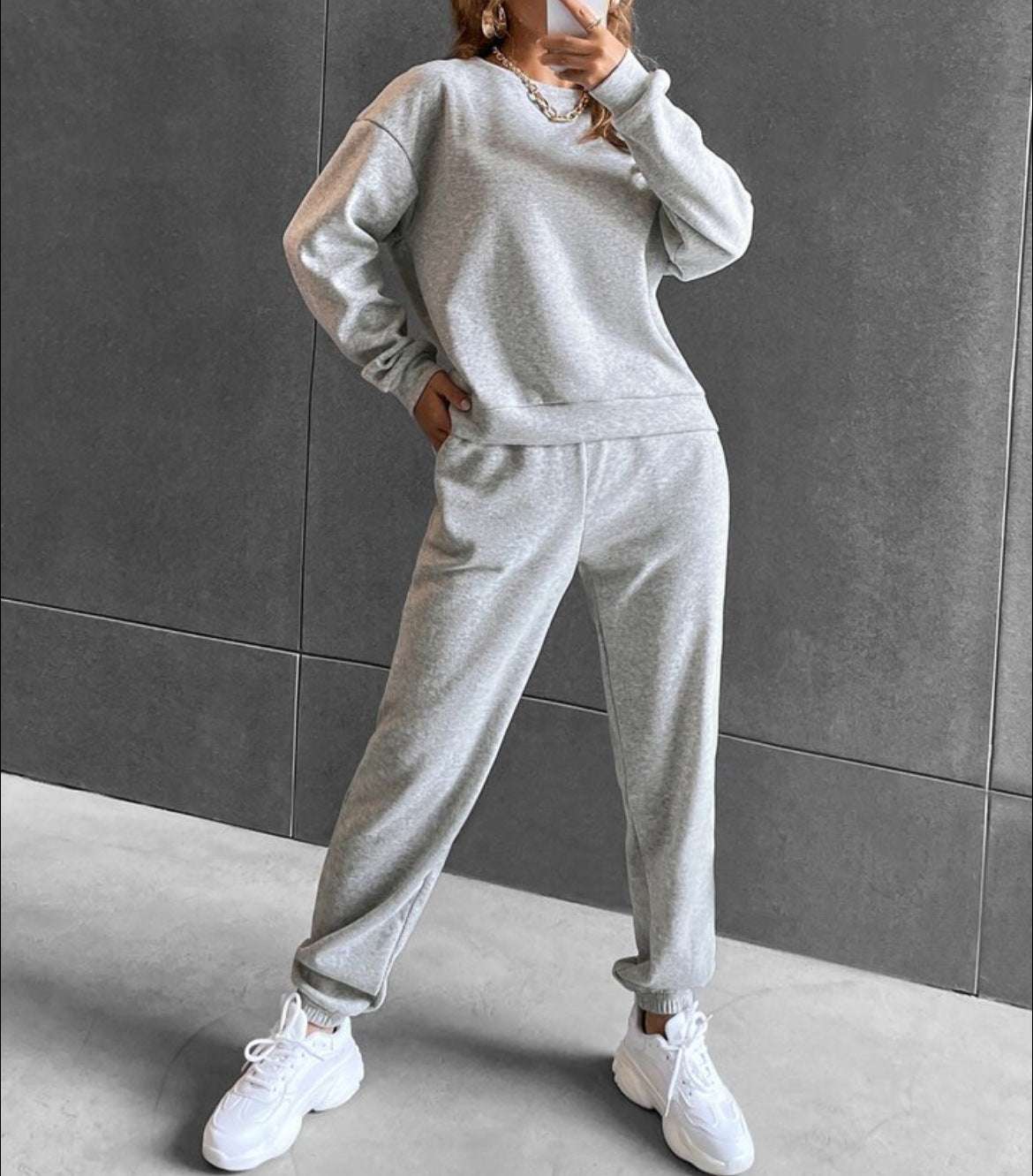 Women's Casual Leisure Long Sleeved Sweatshirt and Pants Outfit Set - ChoreGirl