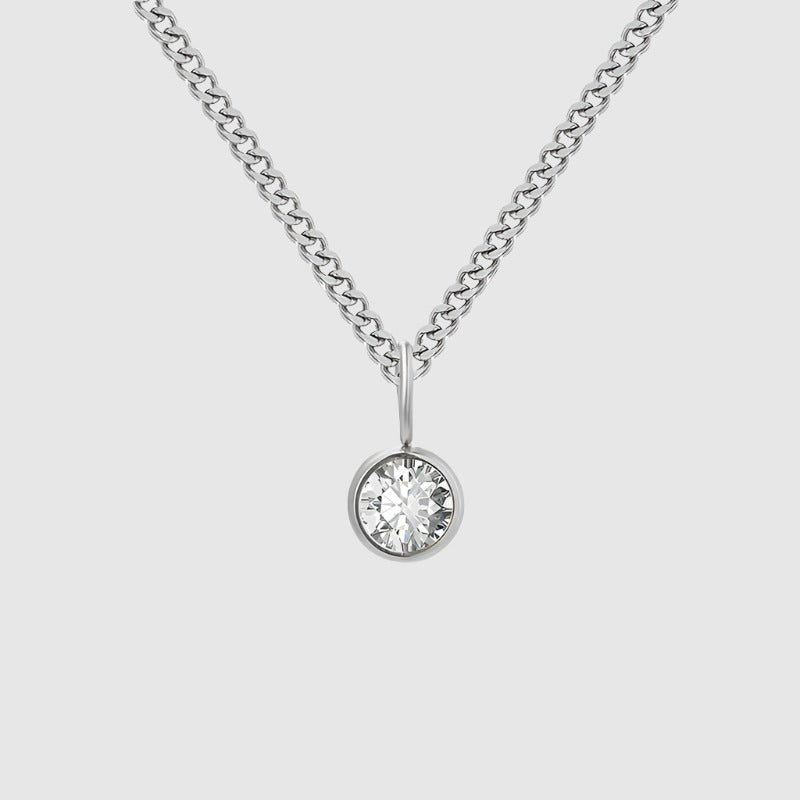 Unisex Stainless Steel Necklace With Diamond Birthstone Pendant - ChoreGirl