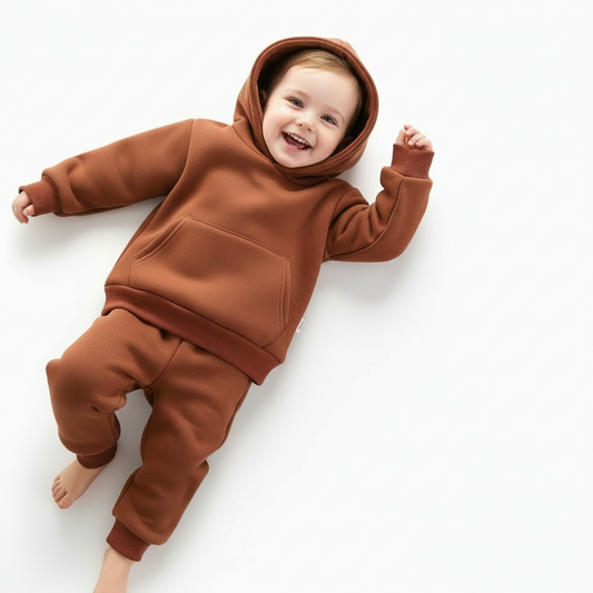 Baby Boys and Girls Hooded Sweatshirt and Pants Two-piece Outfit Set