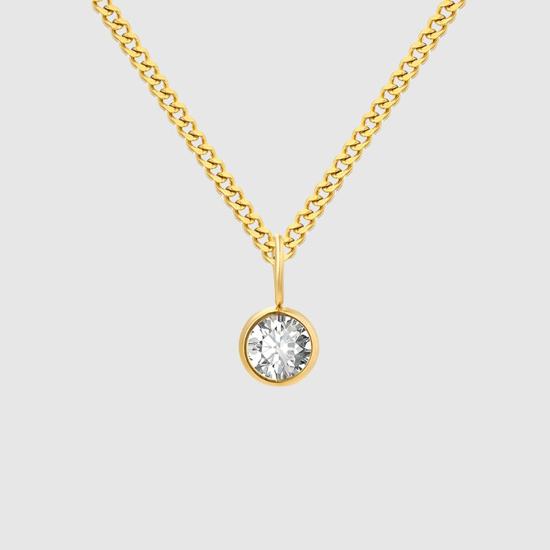 Unisex Stainless Steel Necklace With Diamond Birthstone Pendant - ChoreGirl