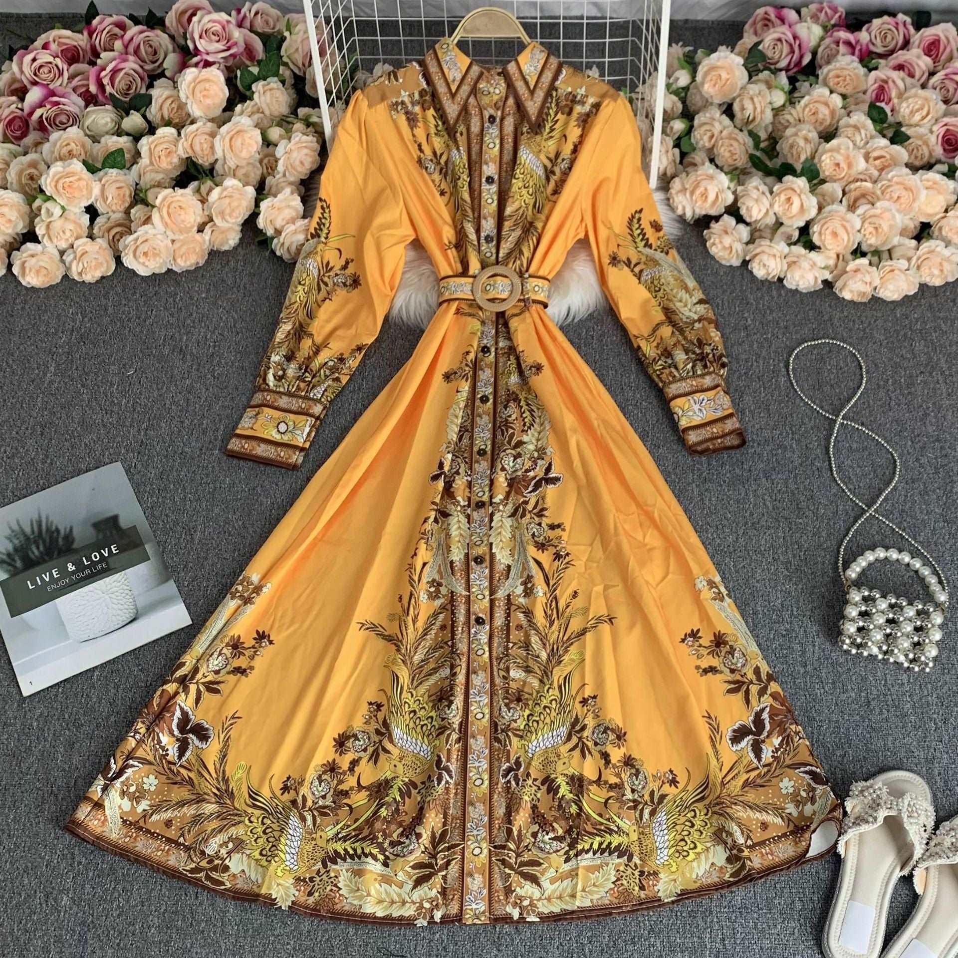 Women's High Waist Round Neck Shirt Dress - ChoreGirl