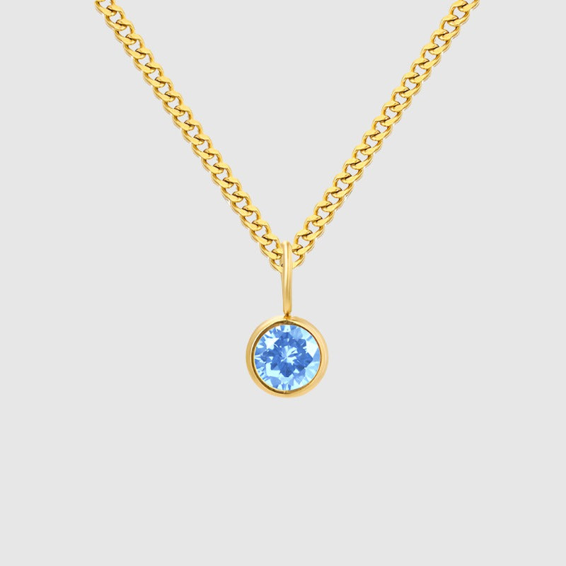Unisex Stainless Steel Necklace With Diamond Birthstone Pendant - ChoreGirl