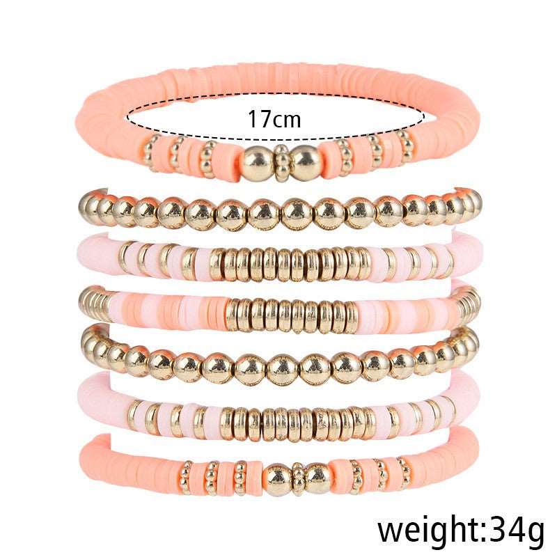 Retro Bohemian Polymer Clay Ball Bracelet Set - ChoreGirl