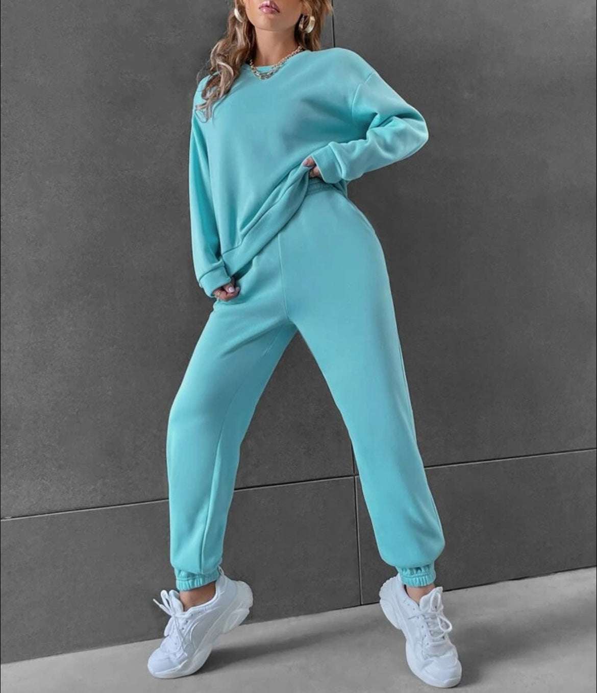 Women's Casual Leisure Long Sleeved Sweatshirt and Pants Outfit Set - ChoreGirl