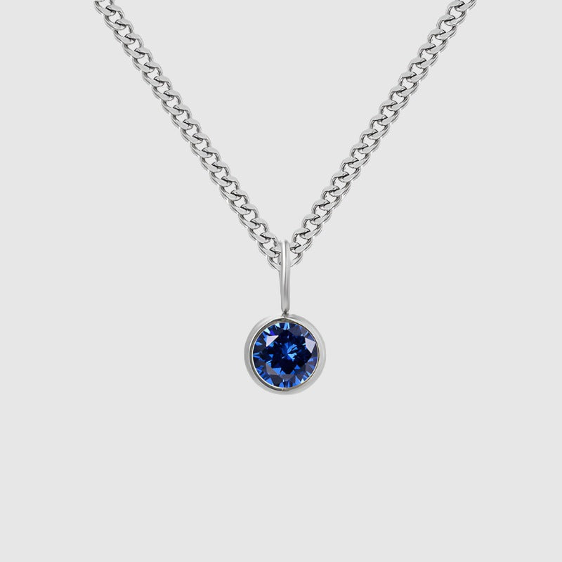 Unisex Stainless Steel Necklace With Diamond Birthstone Pendant - ChoreGirl