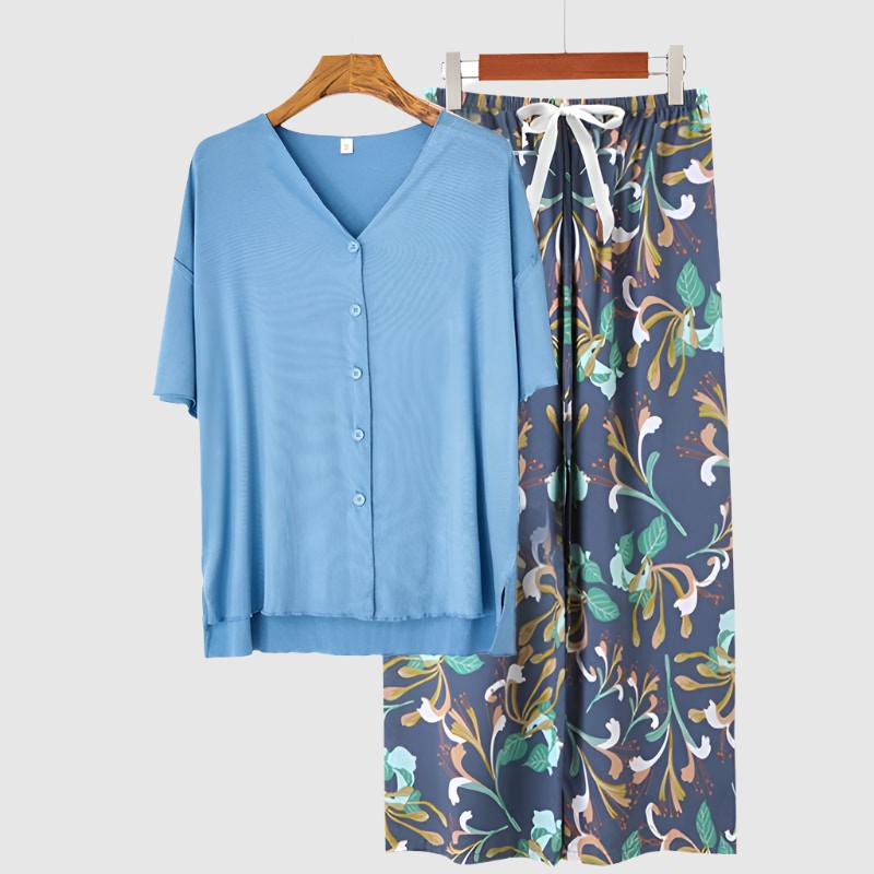 Women's Modal Thin Cotton Silk Pajamas, Loungewear Set - ChoreGirl
