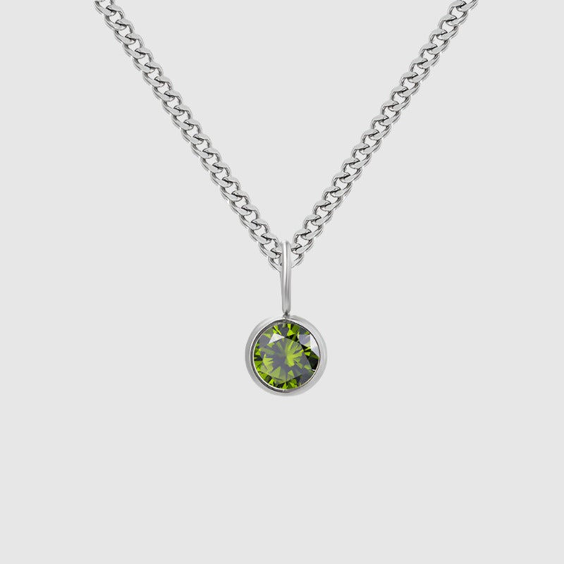 Unisex Stainless Steel Necklace With Diamond Birthstone Pendant - ChoreGirl