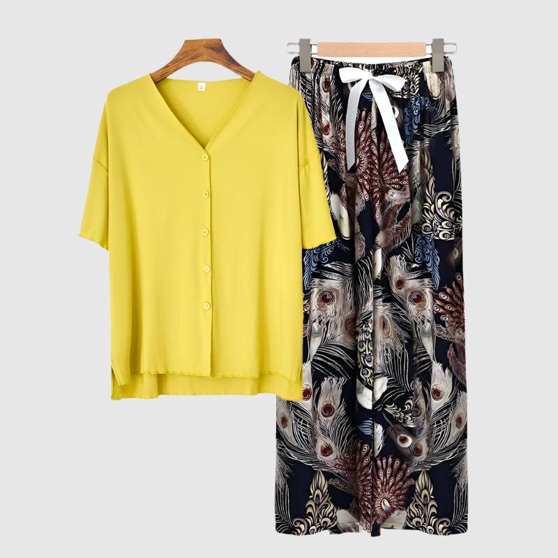 Women's Modal Thin Cotton Silk Pajamas, Loungewear Set - ChoreGirl
