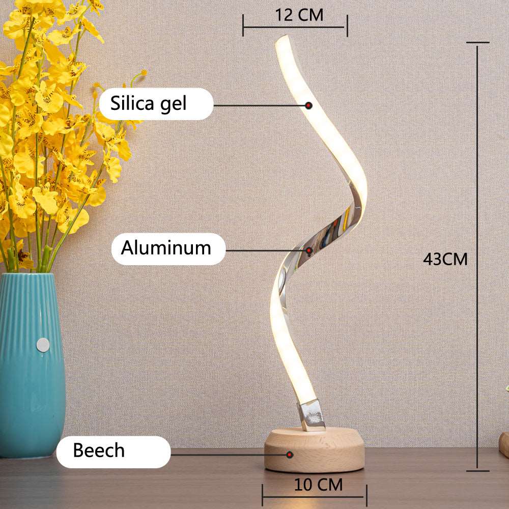 Modern Curved LED Spiral Table Lamp - ChoreGirl